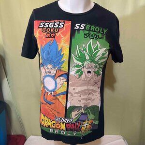 Dragon Ball Super The Movie Goku Broly Men's Black T Shirt Size Small Toei Anima